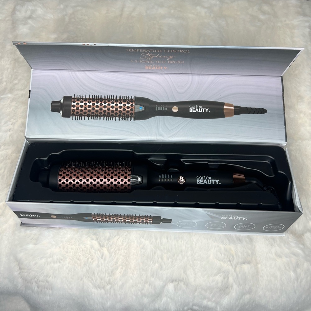1.5 Inch Ionic Temperature Control Styling Brush - Black/Rose Gold